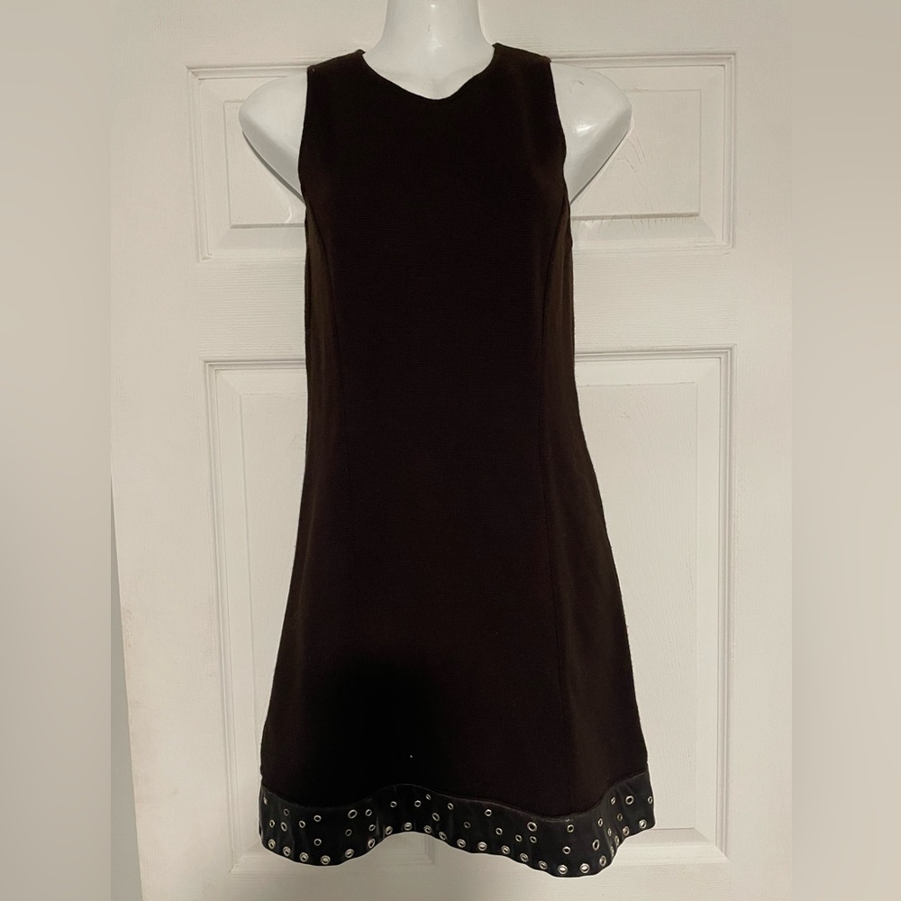 Bali wool blend tank dress with leather trim size 2 NWOT